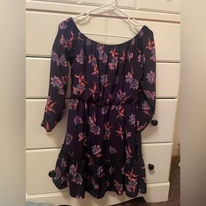 Purple floral off the shoulder dress